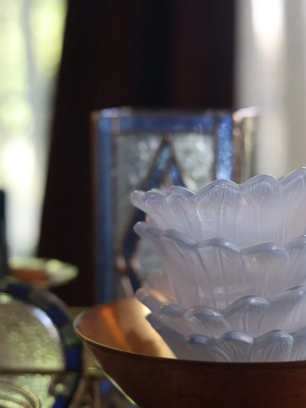 Frosted Glass Flower Bowls